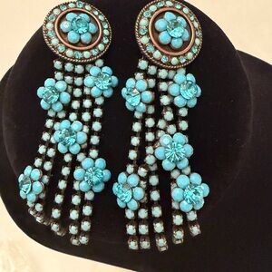 Elegant Turquoise Floral Dangle Earrings